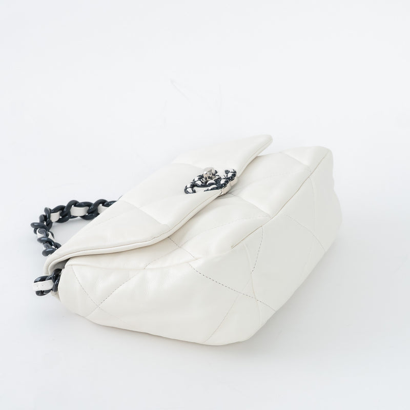 Pre-Loved Chanel™ White Calfskin Leather Medium 19 Flap Bag