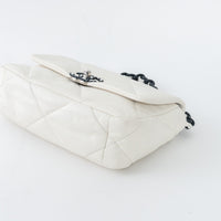 Pre-Loved Chanel™ White Calfskin Leather Medium 19 Flap Bag