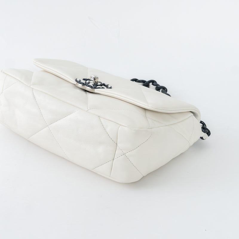 Pre-Loved Chanel™ White Calfskin Leather Medium 19 Flap Bag