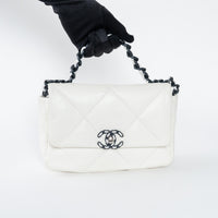 Pre-Loved Chanel™ White Calfskin Leather Medium 19 Flap Bag