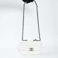 Pre-Loved Chanel™ White Calfskin Leather Medium 19 Flap Bag