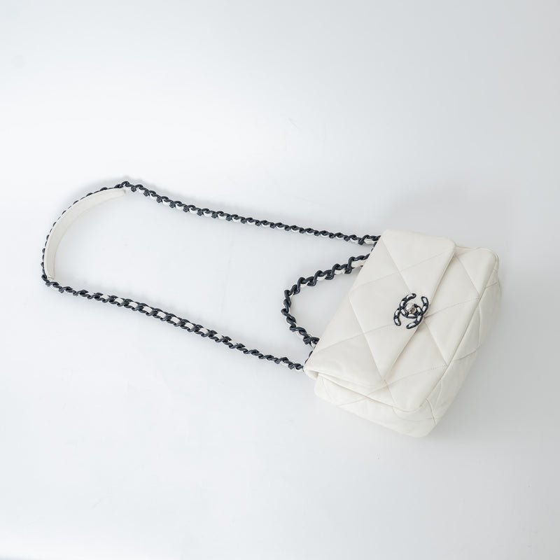 Pre-Loved Chanel™ White Calfskin Leather Medium 19 Flap Bag