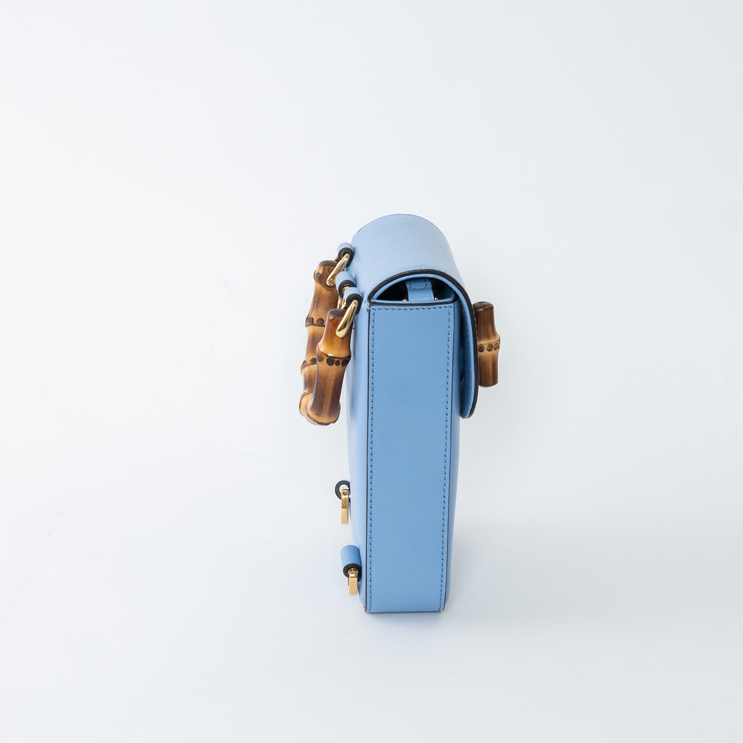 Gucci Sky Blue Calf Leather Bamboo Mini 3WAY Shoulder Bag