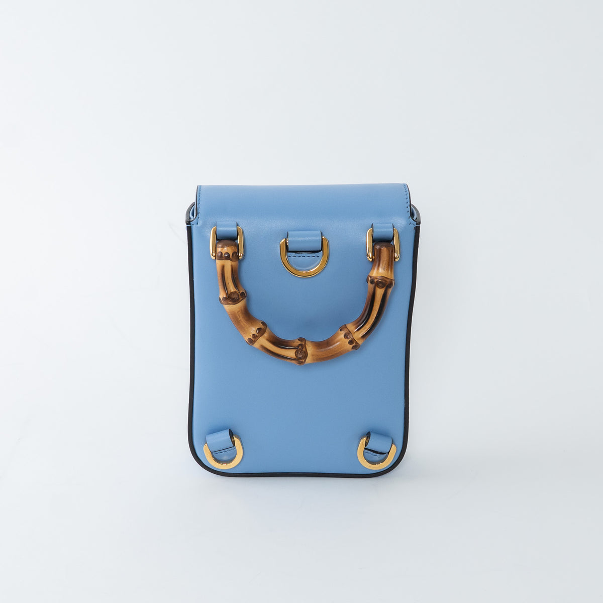 Gucci Sky Blue Calf Leather Bamboo Mini 3WAY Shoulder Bag