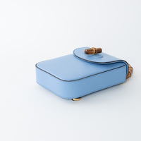 Gucci Sky Blue Calf Leather Bamboo Mini 3WAY Shoulder Bag