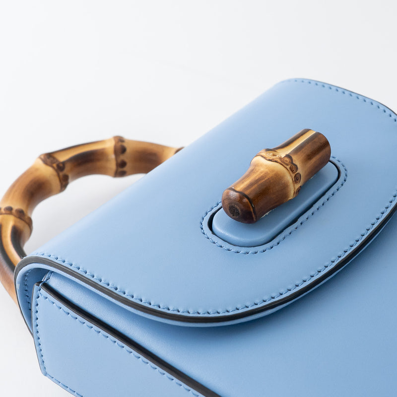 Gucci Sky Blue Calf Leather Bamboo Mini 3WAY Shoulder Bag