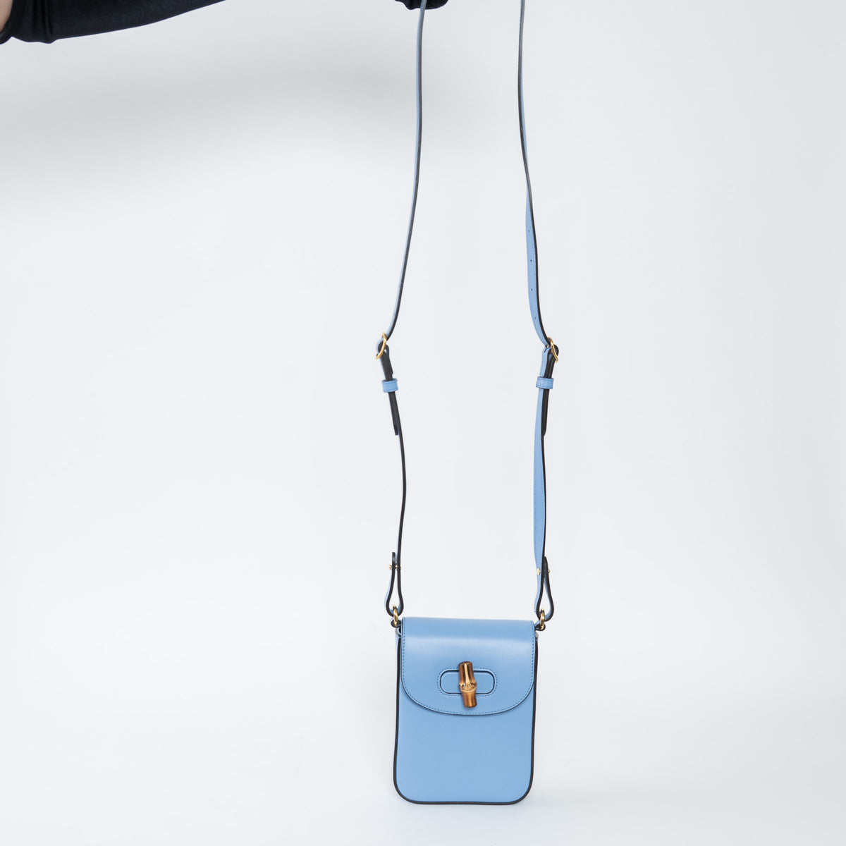 Gucci Sky Blue Calf Leather Bamboo Mini 3WAY Shoulder Bag