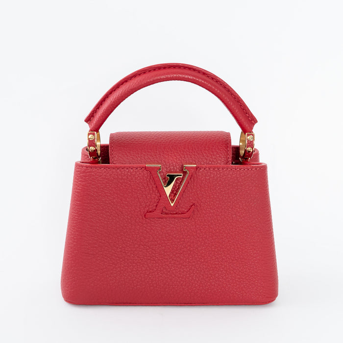 Louis Vuitton Scarlett Red Taurillon Leather Capucines Mini Handbag