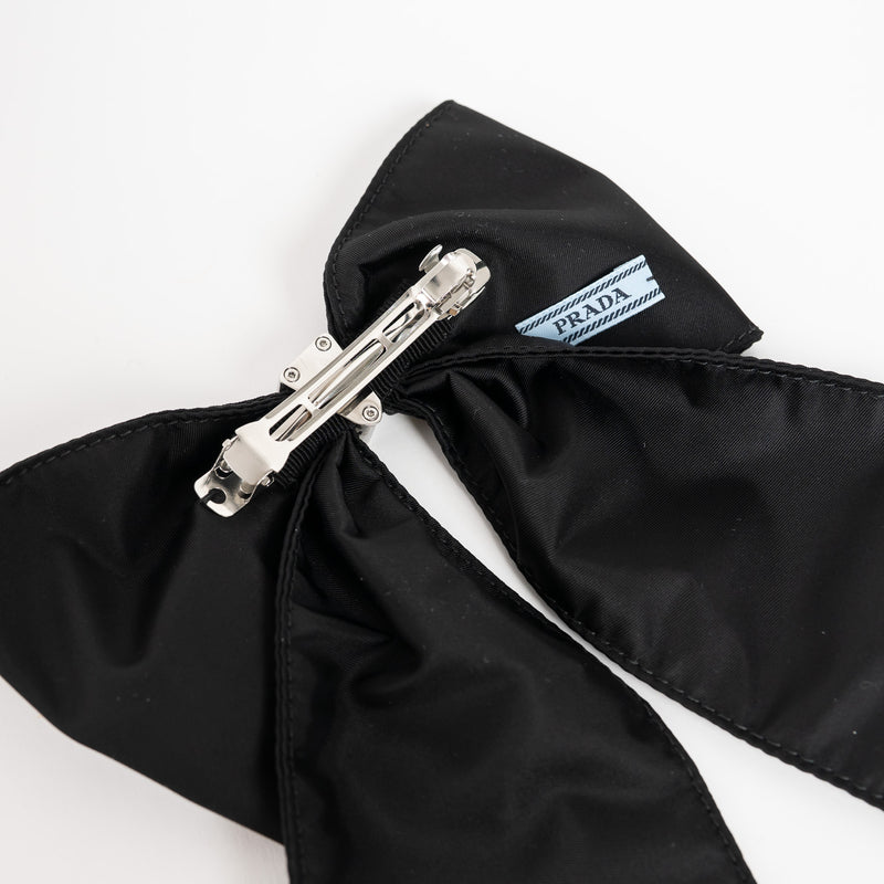 Prada Black Re-Nylon Bow Hair Clip