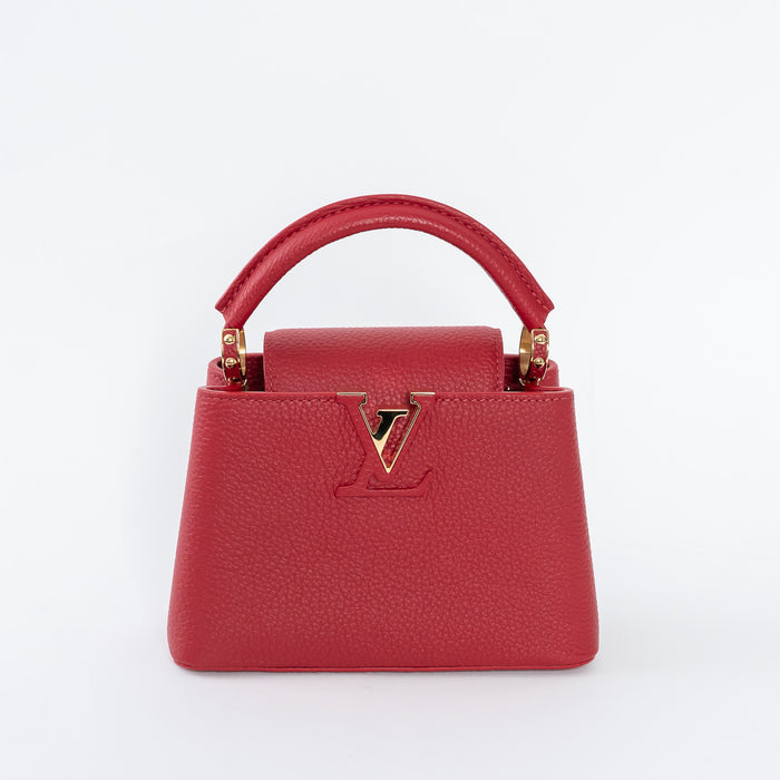 Louis Vuitton Scarlett Red Taurillon Leather Capucines Mini Handbag
