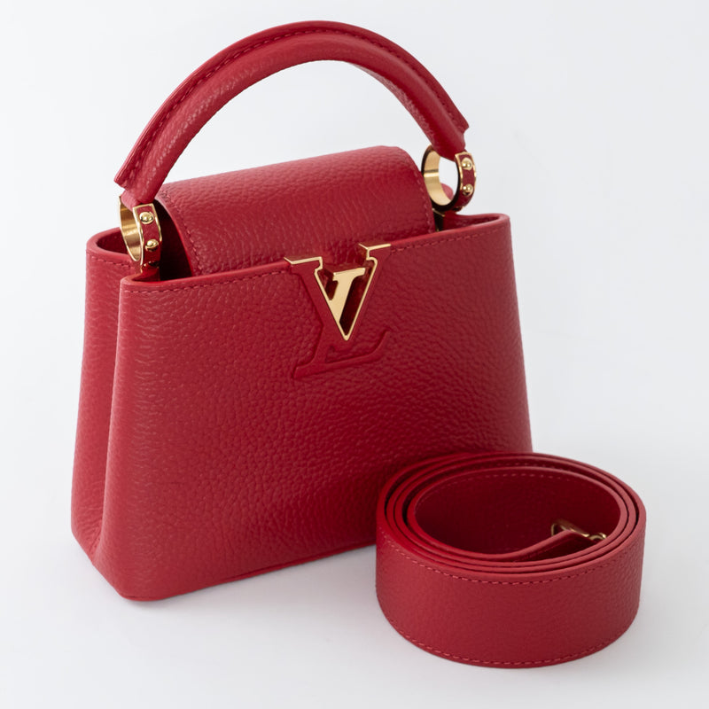 Louis Vuitton Scarlett Red Taurillon Leather Capucines Mini Handbag
