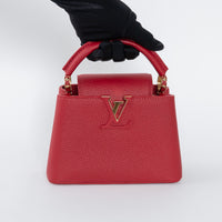 Louis Vuitton Scarlett Red Taurillon Leather Capucines Mini Handbag
