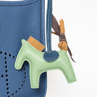 Hermes Vert Criquet/Sesame/Bleu de Malte Milo Lambskin Leather PM Rodeo Bag Charm