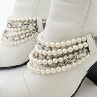Pre-Loved Chanel™ White Leather Faux Pearl Boots Size 38.5