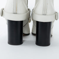 Pre-Loved Chanel™ White Leather Faux Pearl Boots Size 38.5