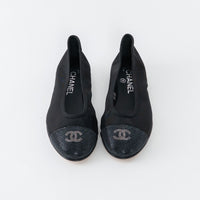 Pre-Loved Chanel™ Black Mesh Crystal Embellished Ballet Flats Size 36.5C