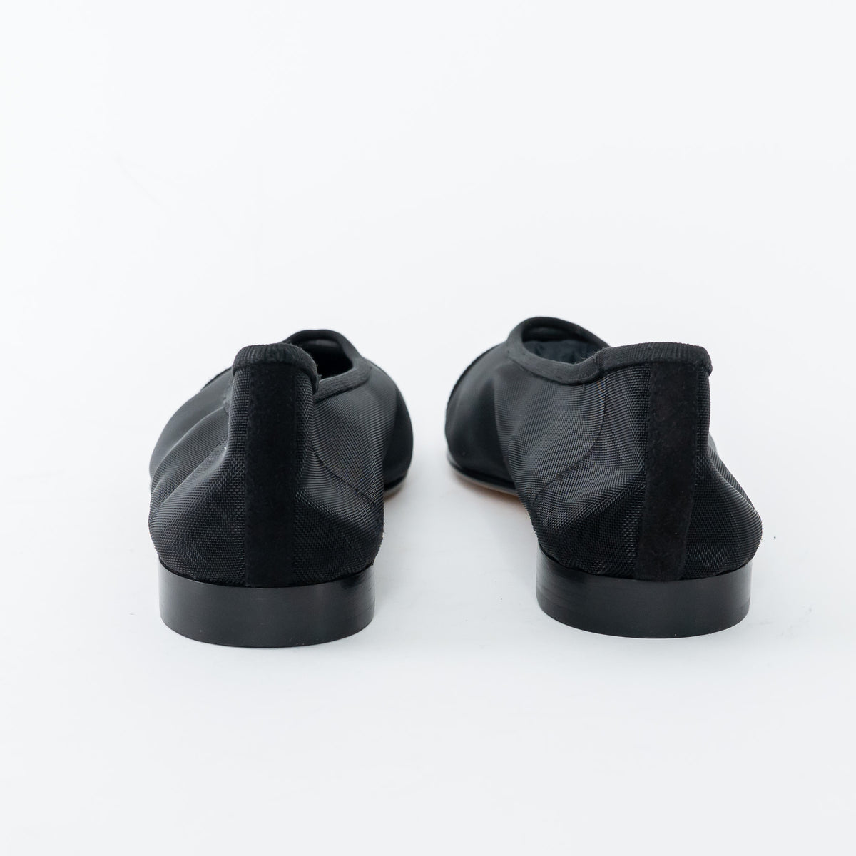 Pre-Loved Chanel™ Black Mesh Crystal Embellished Ballet Flats Size 36.5C