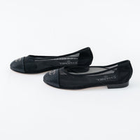 Pre-Loved Chanel™ Black Mesh Crystal Embellished Ballet Flats Size 36.5C