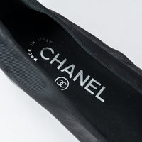 Pre-Loved Chanel™ Black Mesh Crystal Embellished Ballet Flats Size 36.5C