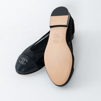 Pre-Loved Chanel™ Black Mesh Crystal Embellished Ballet Flats Size 36.5C