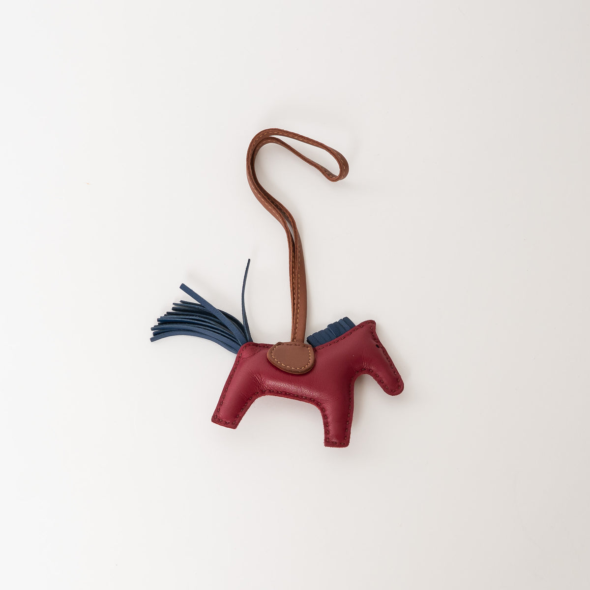 Hermes Rubis and Bleu de Malte Swift Leather PM Rodeo Bag Charm