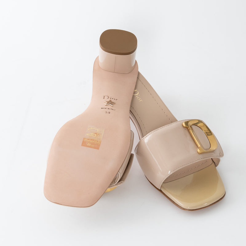 Dior Beige Patent Leather C'est Sandals Size 37.5/39