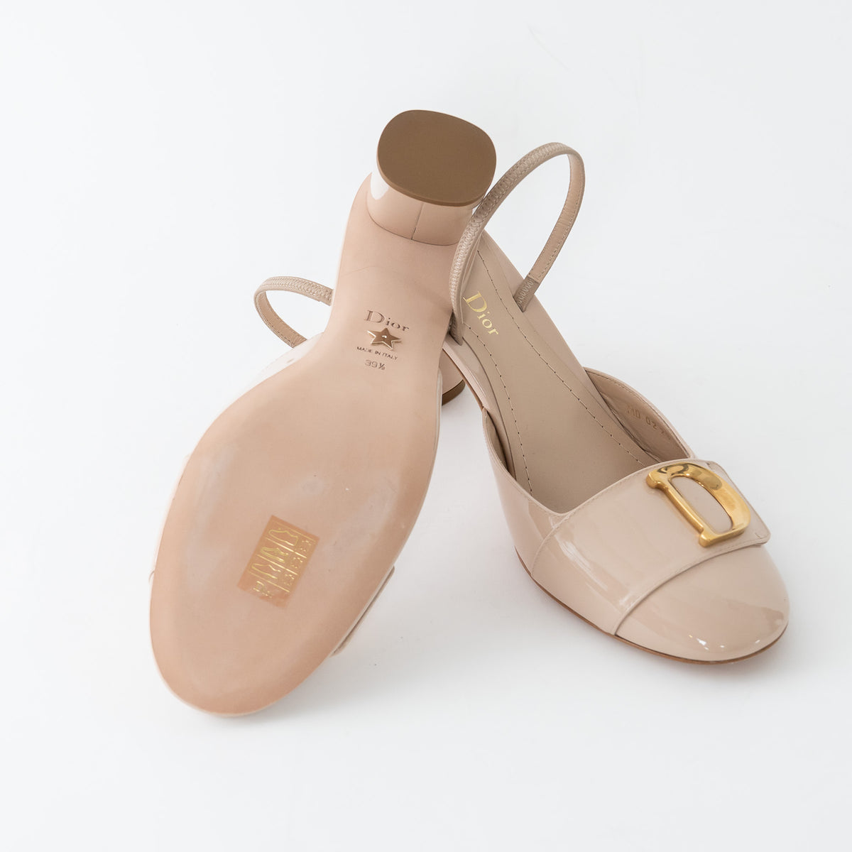 Dior Beige Patent Leather C'est Slingback Sandals Size 38/38.5