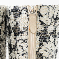 Pre-Loved Chanel™ White and Black Tweed Floral Boots Size 39