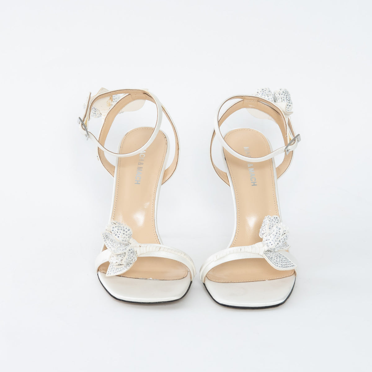 Mach & Mach White Satin Wonder Tulip Sandals Size 38