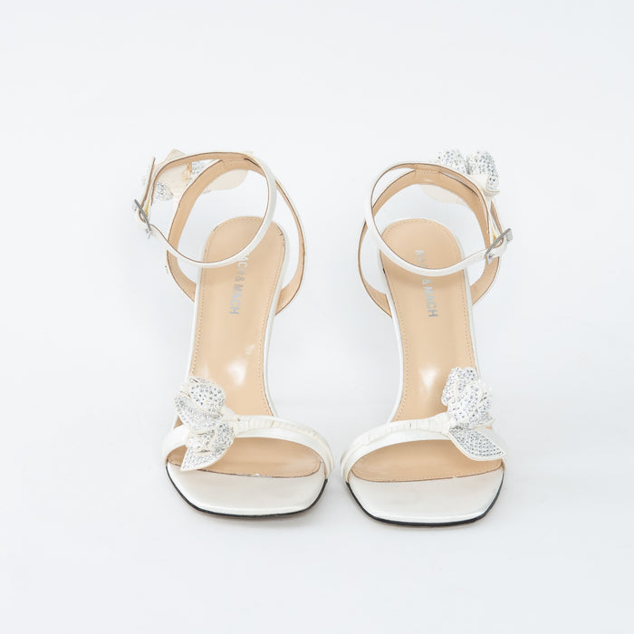 Mach & Mach White Satin Wonder Tulip Sandals Size 38