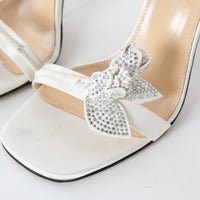 Mach & Mach White Satin Wonder Tulip Sandals Size 38