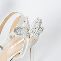 Mach & Mach White Satin Wonder Tulip Sandals Size 38