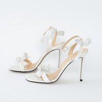 Mach & Mach White Satin Wonder Tulip Sandals Size 38