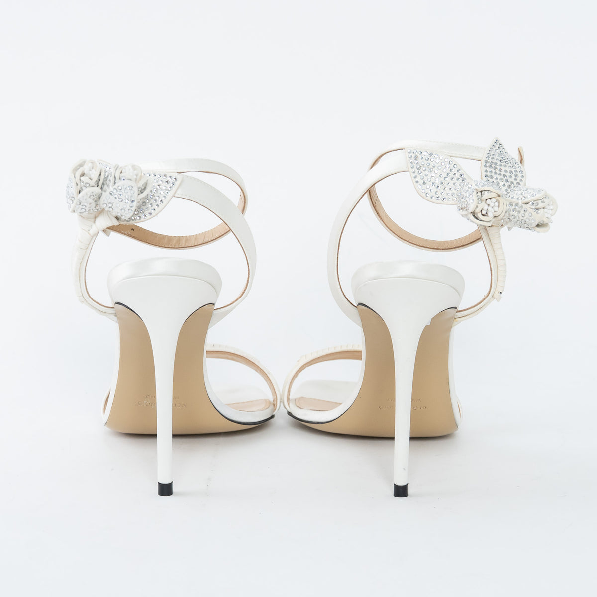 Mach & Mach White Satin Wonder Tulip Sandals Size 38