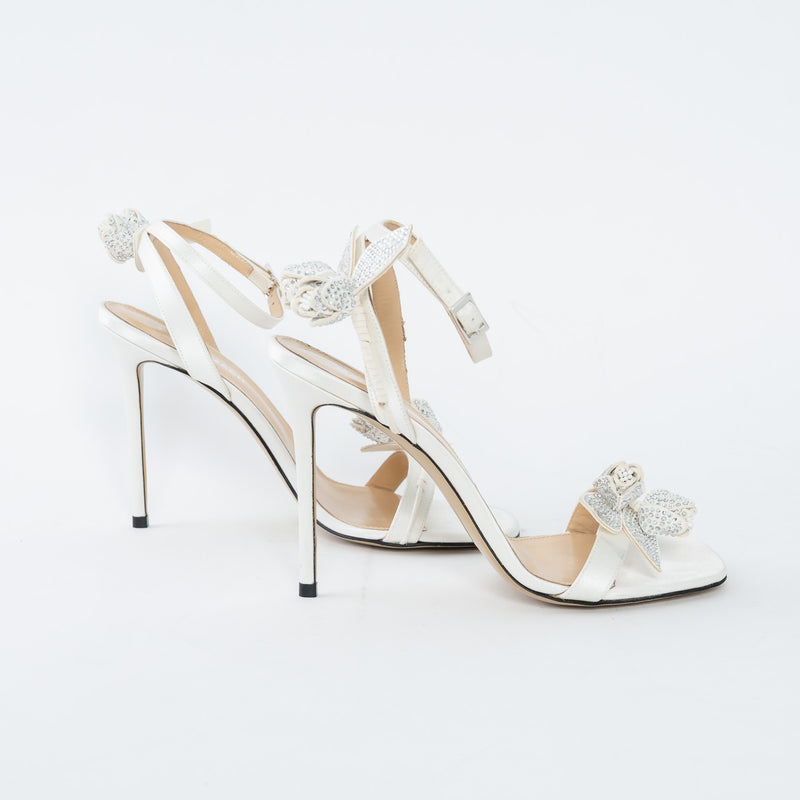 Mach & Mach White Satin Wonder Tulip Sandals Size 38