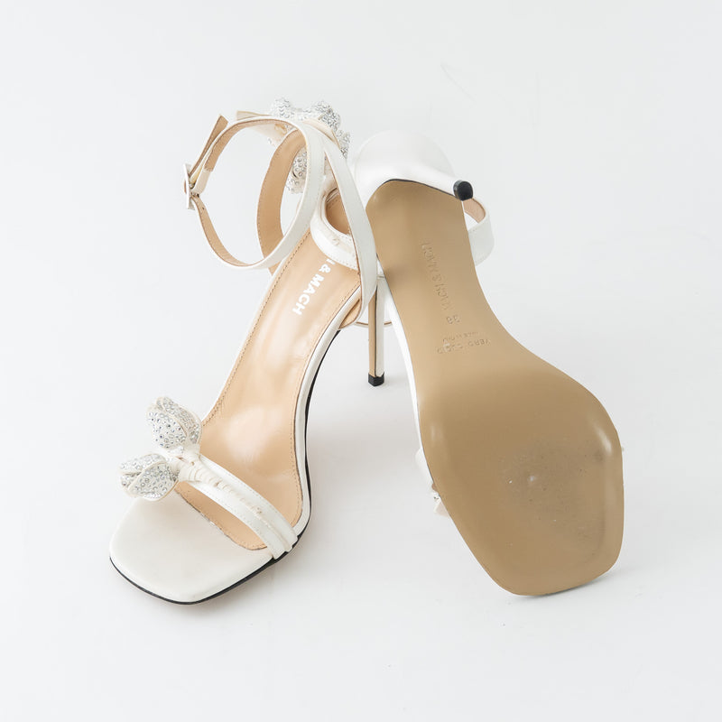 Mach & Mach White Satin Wonder Tulip Sandals Size 38