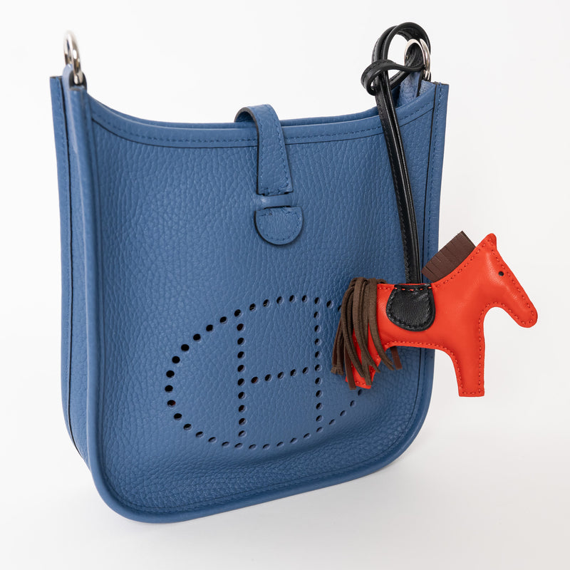 Hermes Red/Brown Milo Lambskin and Swift Calfskin Leather PM Rodeo Bag Charm