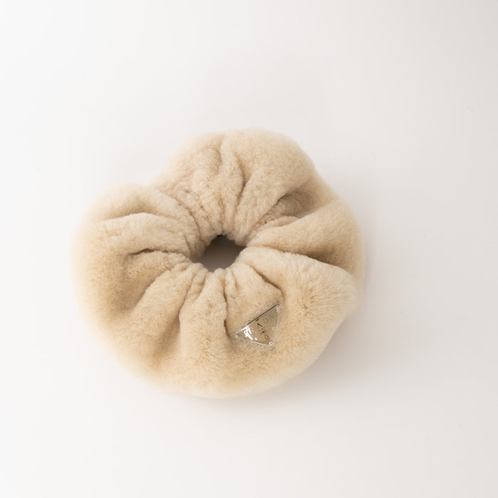 Prada Beige Shearling Scrunchie