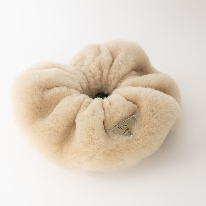Prada Beige Shearling Scrunchie
