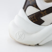 Louis Vuitton White Technical Fabric and Monogram Canvas Arclight Sneakers Size 38