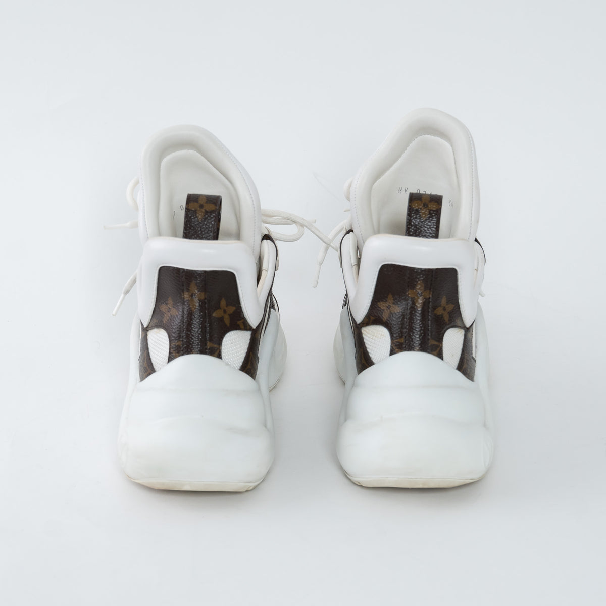 Louis Vuitton White Technical Fabric and Monogram Canvas Arclight Sneakers Size 38