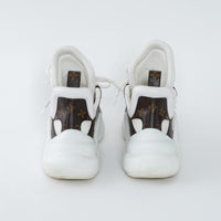 Louis Vuitton White Technical Fabric and Monogram Canvas Arclight Sneakers Size 38