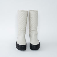 Hermes White Quilted Goatskin Leather Fuji Rain Boots Size 36