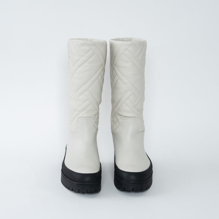 Hermes White Quilted Goatskin Leather Fuji Rain Boots Size 36