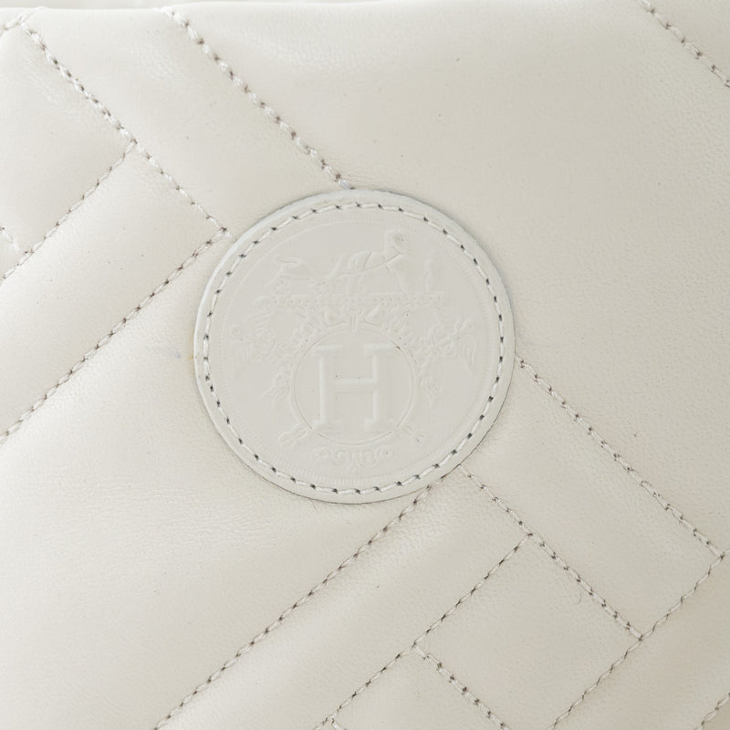 Hermes White Quilted Goatskin Leather Fuji Rain Boots Size 36