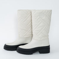 Hermes White Quilted Goatskin Leather Fuji Rain Boots Size 36
