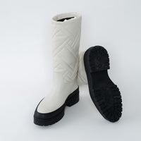 Hermes White Quilted Goatskin Leather Fuji Rain Boots Size 36