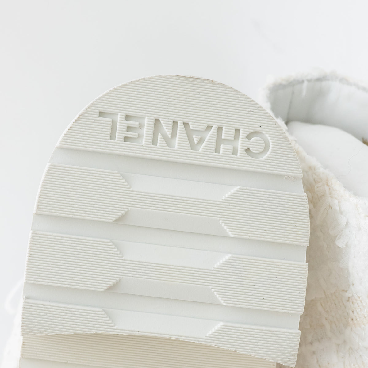 Pre-Loved Chanel™ White Tweed Brave Combat Boots Size 37.5C