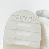 Pre-Loved Chanel™ White Tweed Brave Combat Boots Size 37.5C