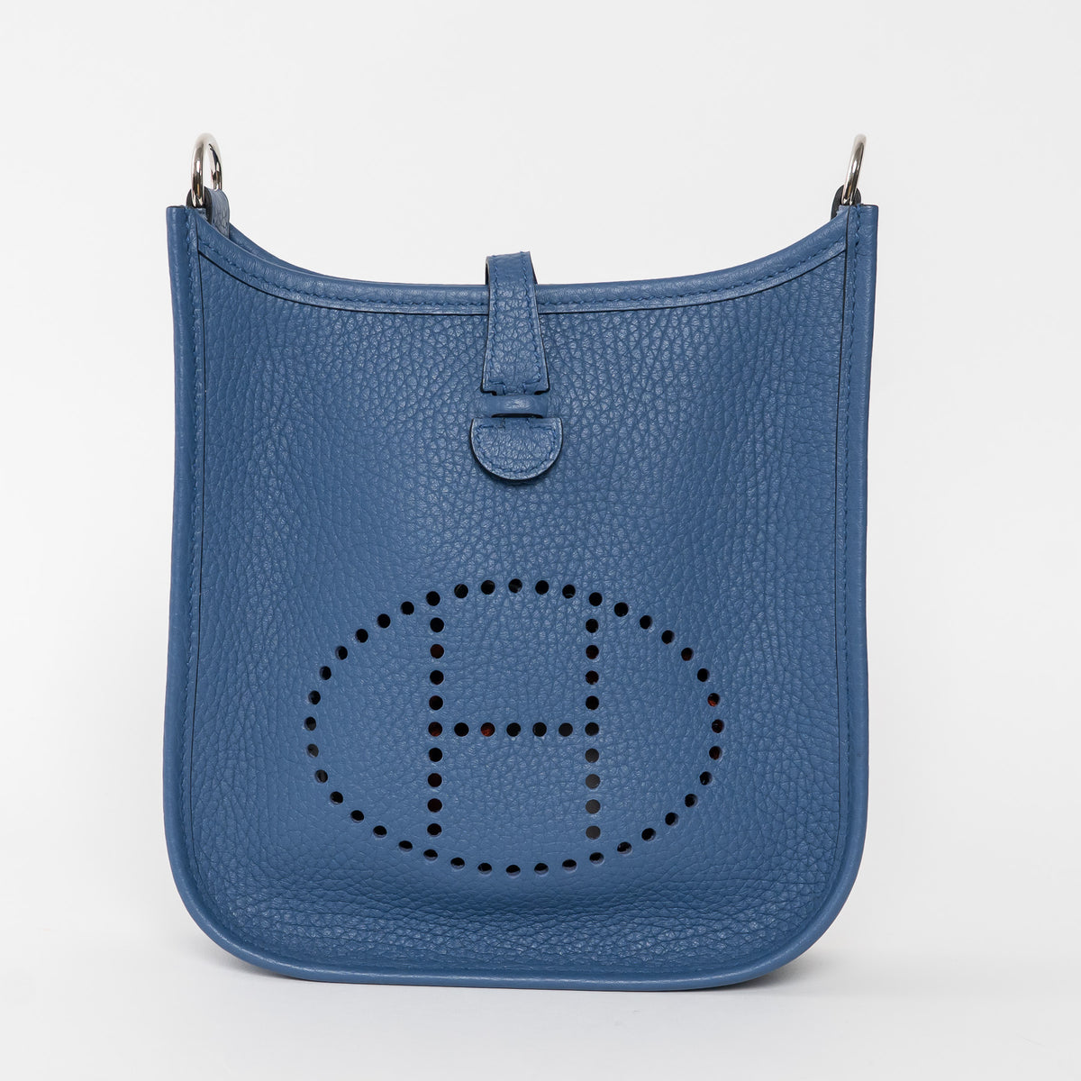 Hermes Blue Tie Clemence Leather Mini Evelyne 16